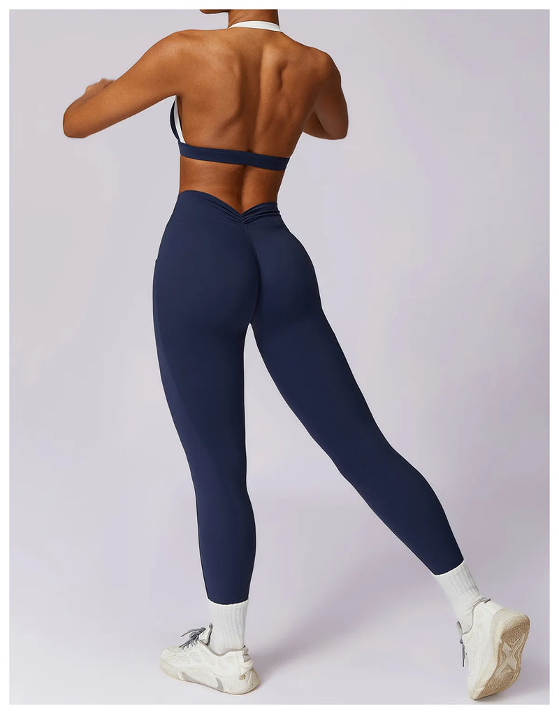 2 Pieces Women Tracksuit Yoga Set Workout Sportswear Gym Clothing Fitness Long Sleeve Crop Top High Waist Leggings Sports Suits