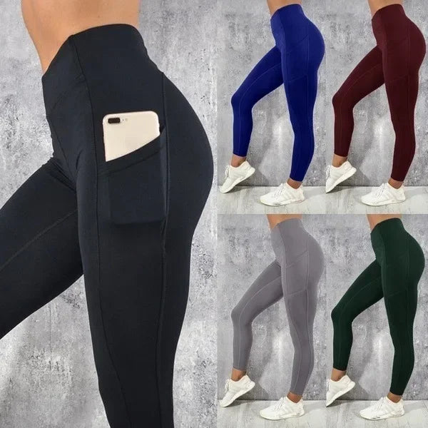 Yoga Fitness Women Leggings High Waist Tights with Pocket Gym Workout Running Stretchy Sexy Butt Liftting Casual Skinny Pants