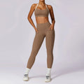 2 Pieces Women Tracksuit Yoga Set Workout Sportswear Gym Clothing Fitness Long Sleeve Crop Top High Waist Leggings Sports Suits