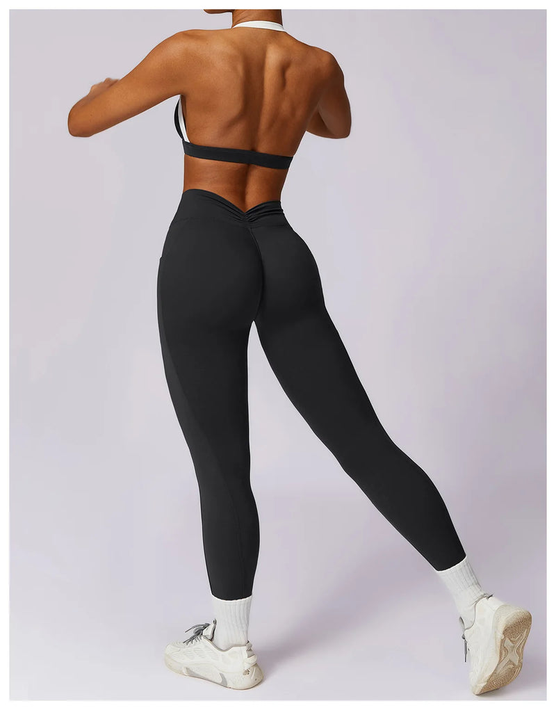 2 Pieces Women Tracksuit Yoga Set Workout Sportswear Gym Clothing Fitness Long Sleeve Crop Top High Waist Leggings Sports Suits