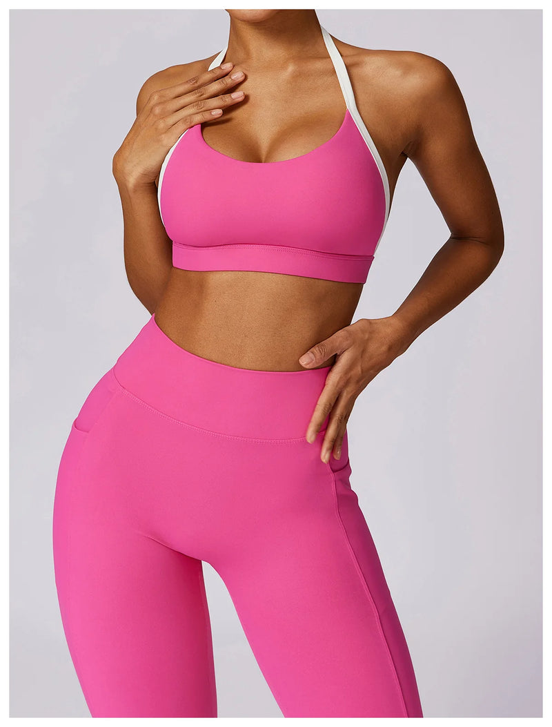 2 Pieces Women Tracksuit Yoga Set Workout Sportswear Gym Clothing Fitness Long Sleeve Crop Top High Waist Leggings Sports Suits