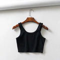 sexy women summer crop tops sleeveless short cotton u collar knitted bar