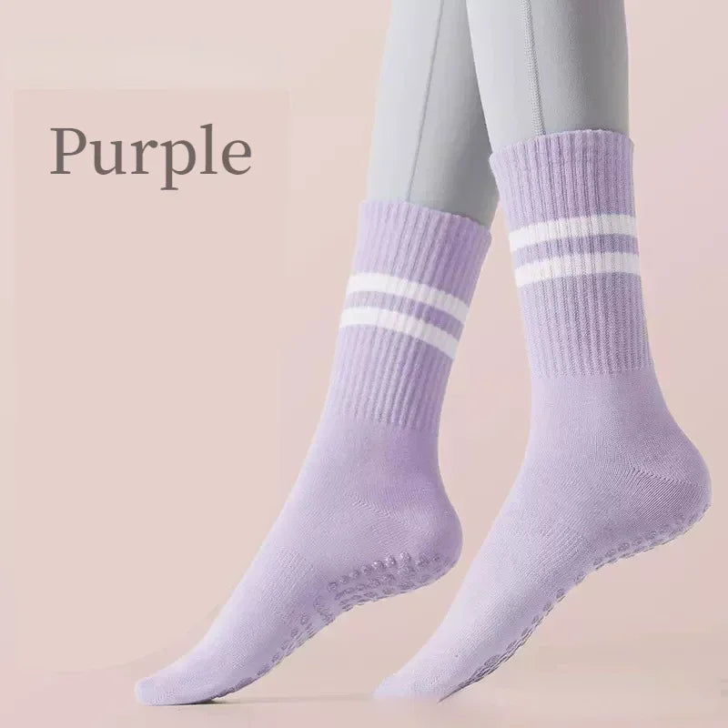 Yoga Socks Cotton Mid-tube Bottom Professional Non-slip Silicone Indoor Fitness Socks gym Floor Soft Dance Pilates Sports Socks