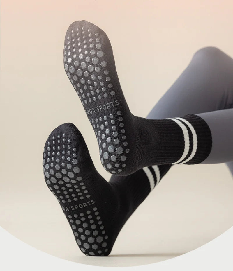 Yoga Socks Cotton Mid-tube Bottom Professional Non-slip Silicone Indoor Fitness Socks gym Floor Soft Dance Pilates Sports Socks