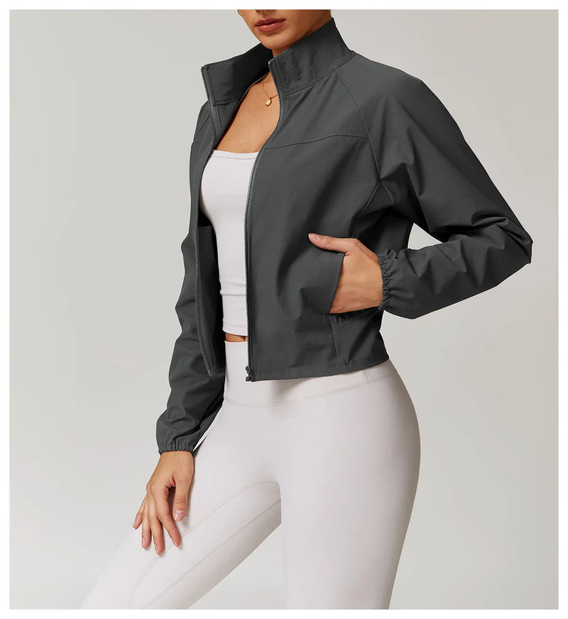 Yoga Long Sleeve Women's Jackets Windproof Running Coat Gym Push Up Fitness Tight Tops Quick-Dry Breathable Sports Jacket Women