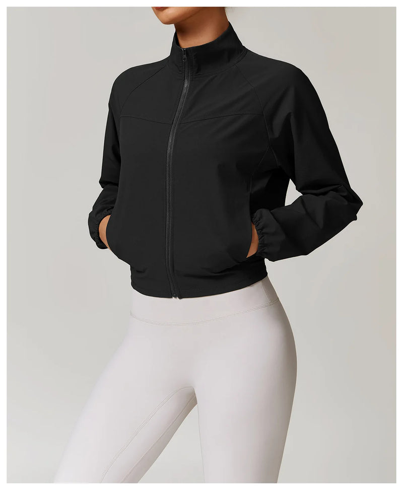 Yoga Long Sleeve Women's Jackets Windproof Running Coat Gym Push Up Fitness Tight Tops Quick-Dry Breathable Sports Jacket Women