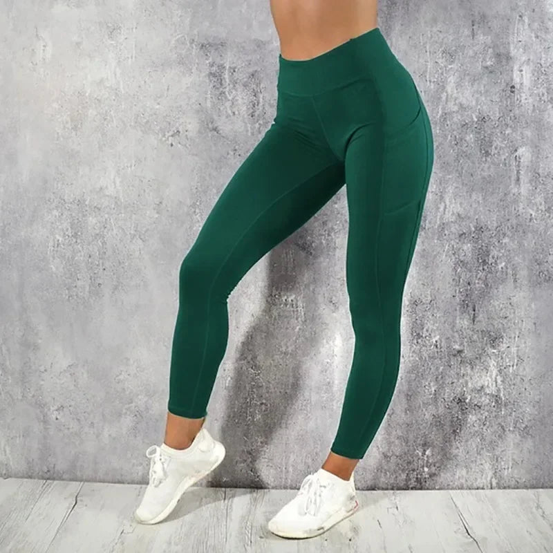 Yoga Fitness Women Leggings High Waist Tights with Pocket Gym Workout Running Stretchy Sexy Butt Liftting Casual Skinny Pants