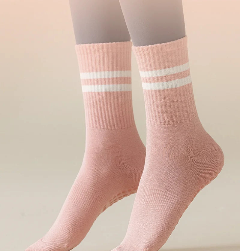 Yoga Socks Cotton Mid-tube Bottom Professional Non-slip Silicone Indoor Fitness Socks gym Floor Soft Dance Pilates Sports Socks