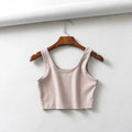 sexy women summer crop tops sleeveless short cotton u collar knitted bar