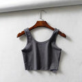 sexy women summer crop tops sleeveless short cotton u collar knitted bar